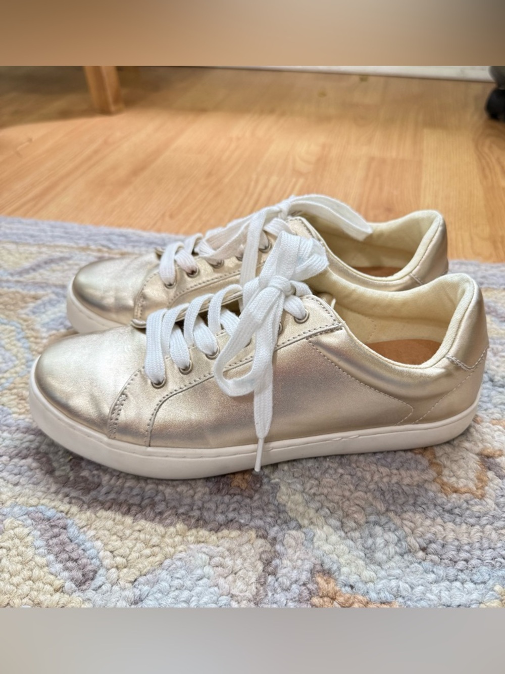 Banana Republic Metallic Gold Lace-Up Sneakers with White Laces